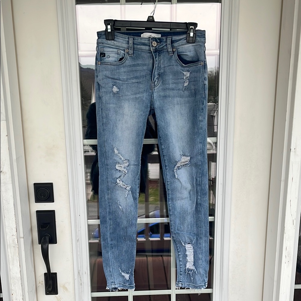 Women's KanCan Blue Distressed Skinny Jeans Size 7/27